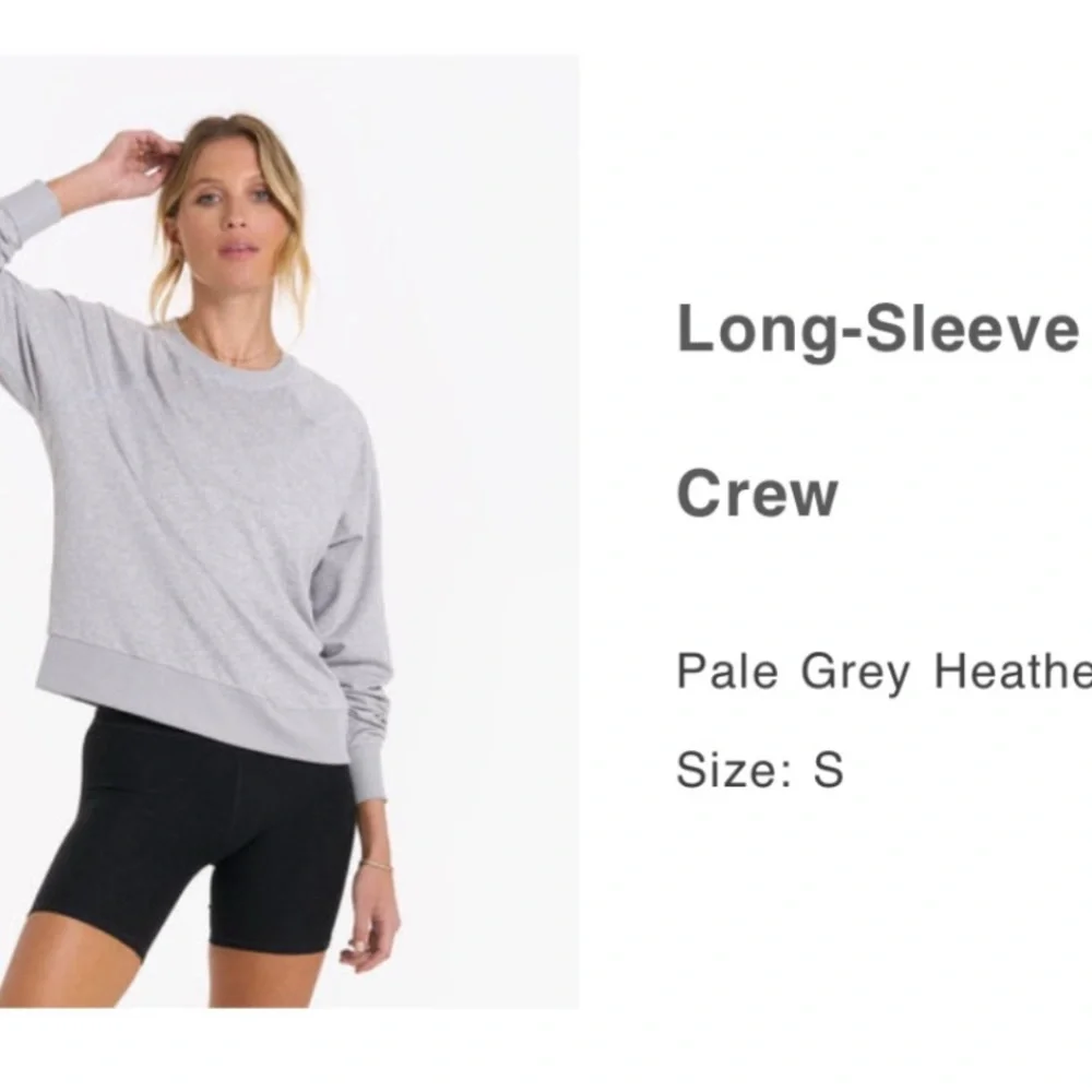 Vuori Long sleeve Halo Crew in Pale Grey Heather Size Small - Picture 1 of 4